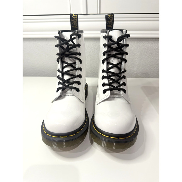 Dr. Martens Shoes - Dr. Martens 1460 Women’s White Patent Leather 8-Eye Boots Size 6 US